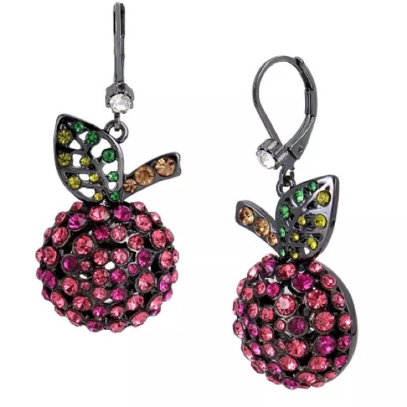 BETSEY JOHNSON Apple Drop Earrings NWT - Picture 2 of 3